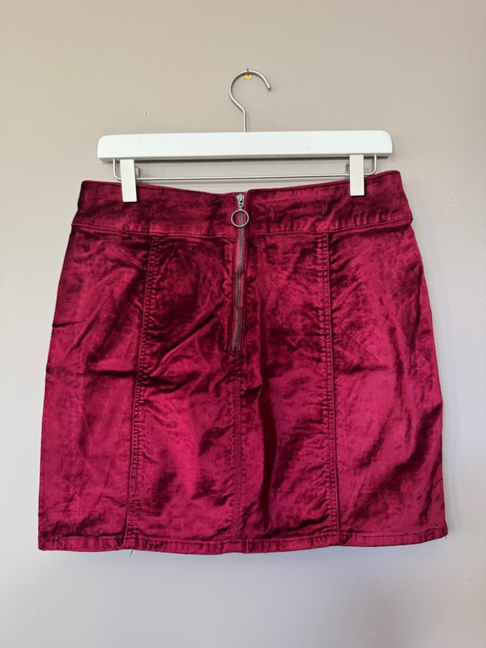 Free People Velvet Mini Skirt - Wine Red - Picture 2 of 5